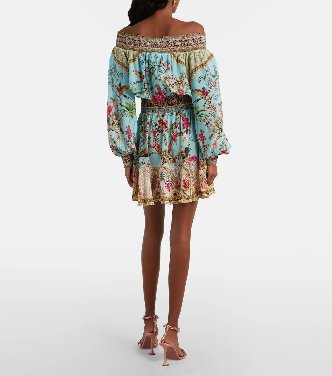 Camilla - Embellished off-shoulder silk crêpe minidress