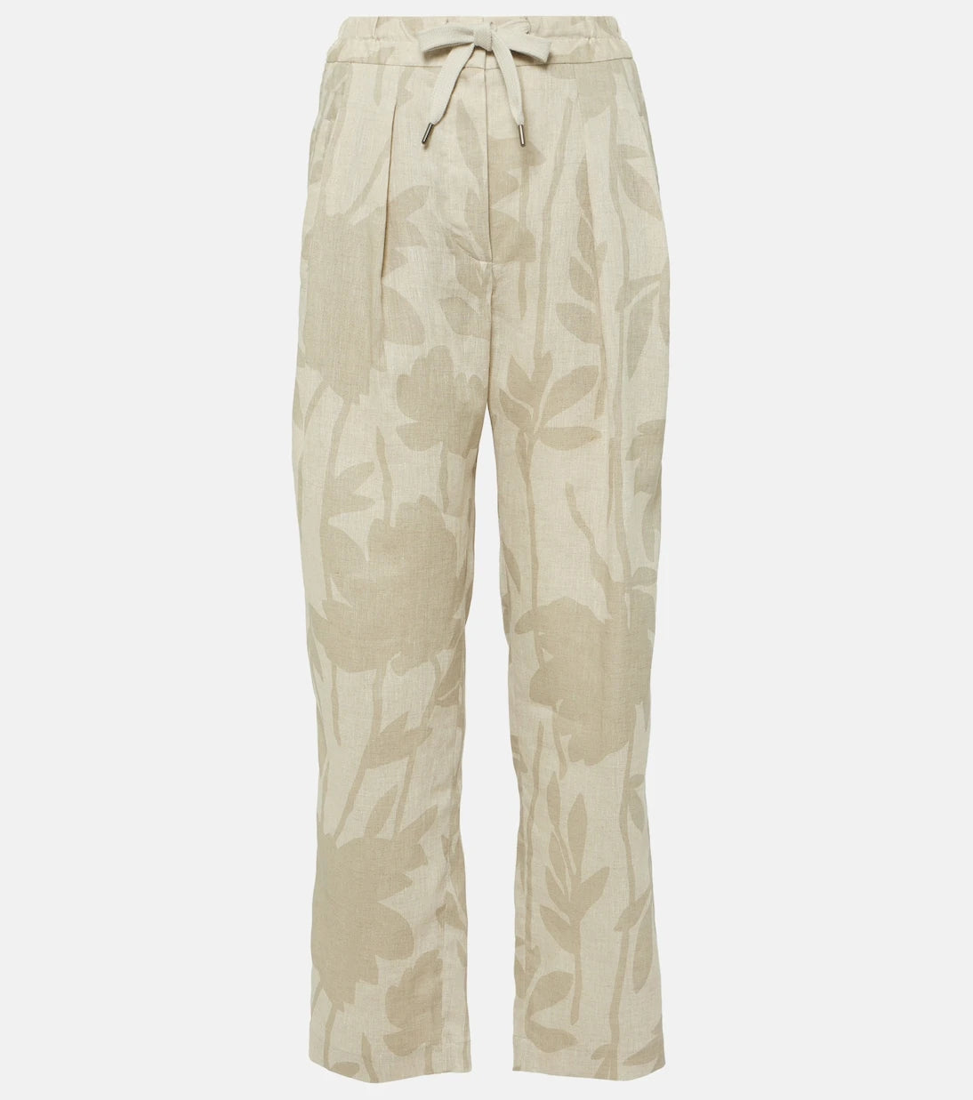 Brunello Cucinelli - Printed linen tapered pants
