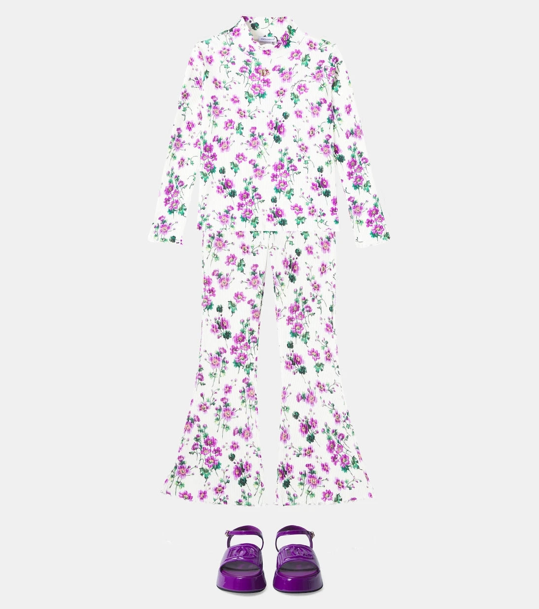 Dolce&Gabbana Kids - Costa floral cotton flared pants