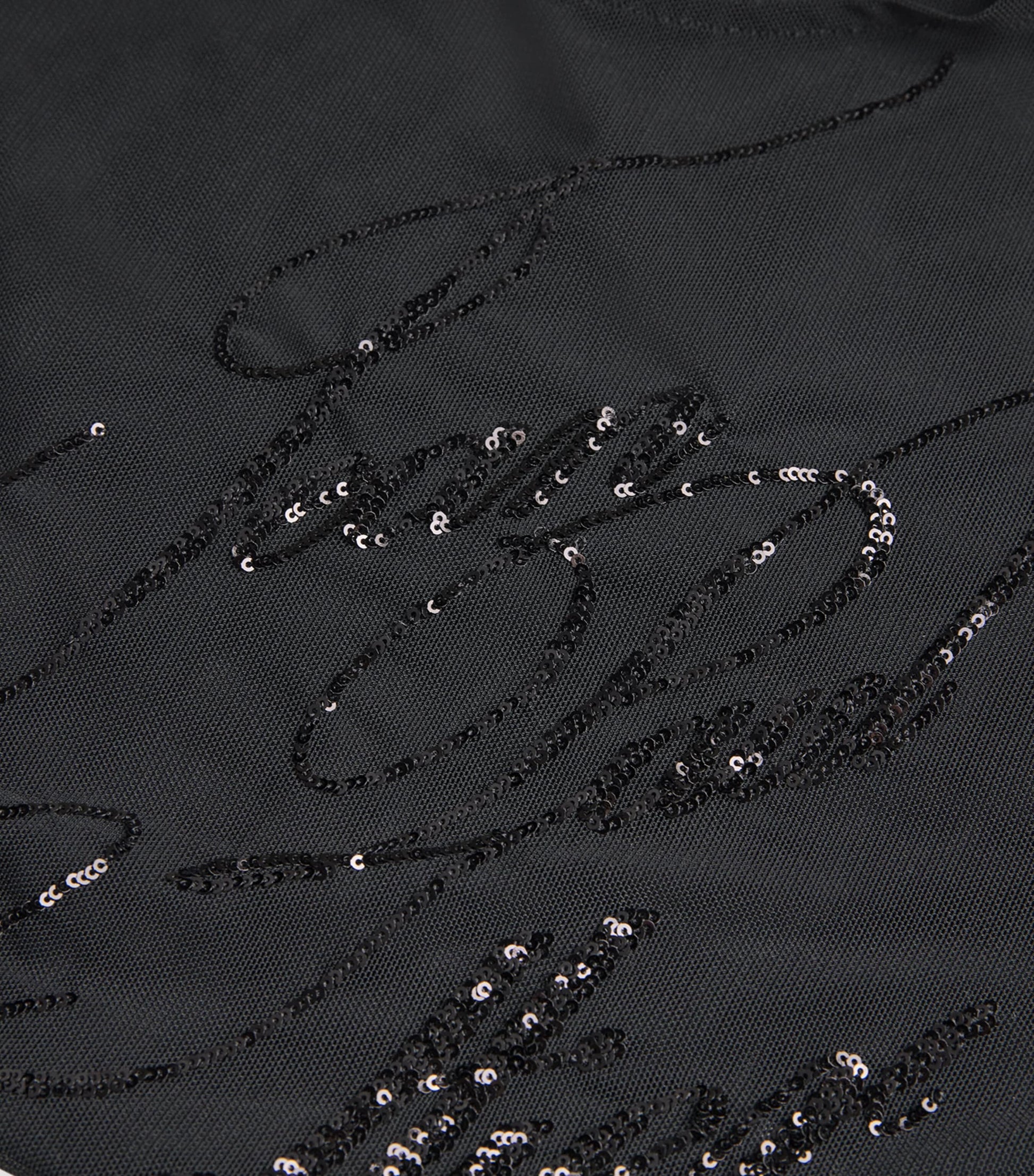 Jean Paul Gaultier Black Mesh Sequin-Branded T-Shirt