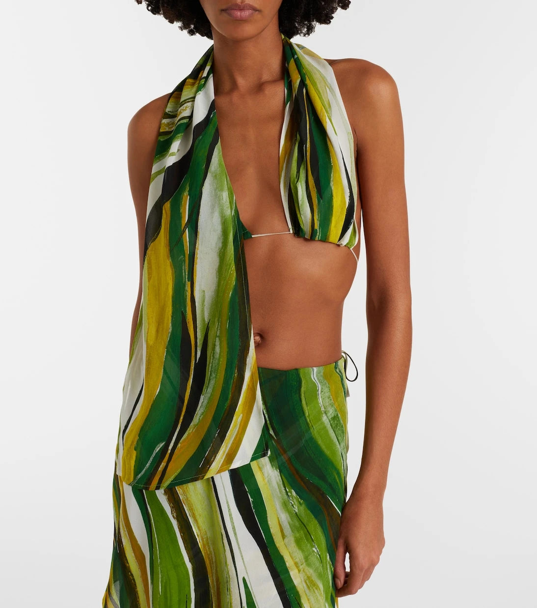 Christopher Esber - Printed silk scarf bra top