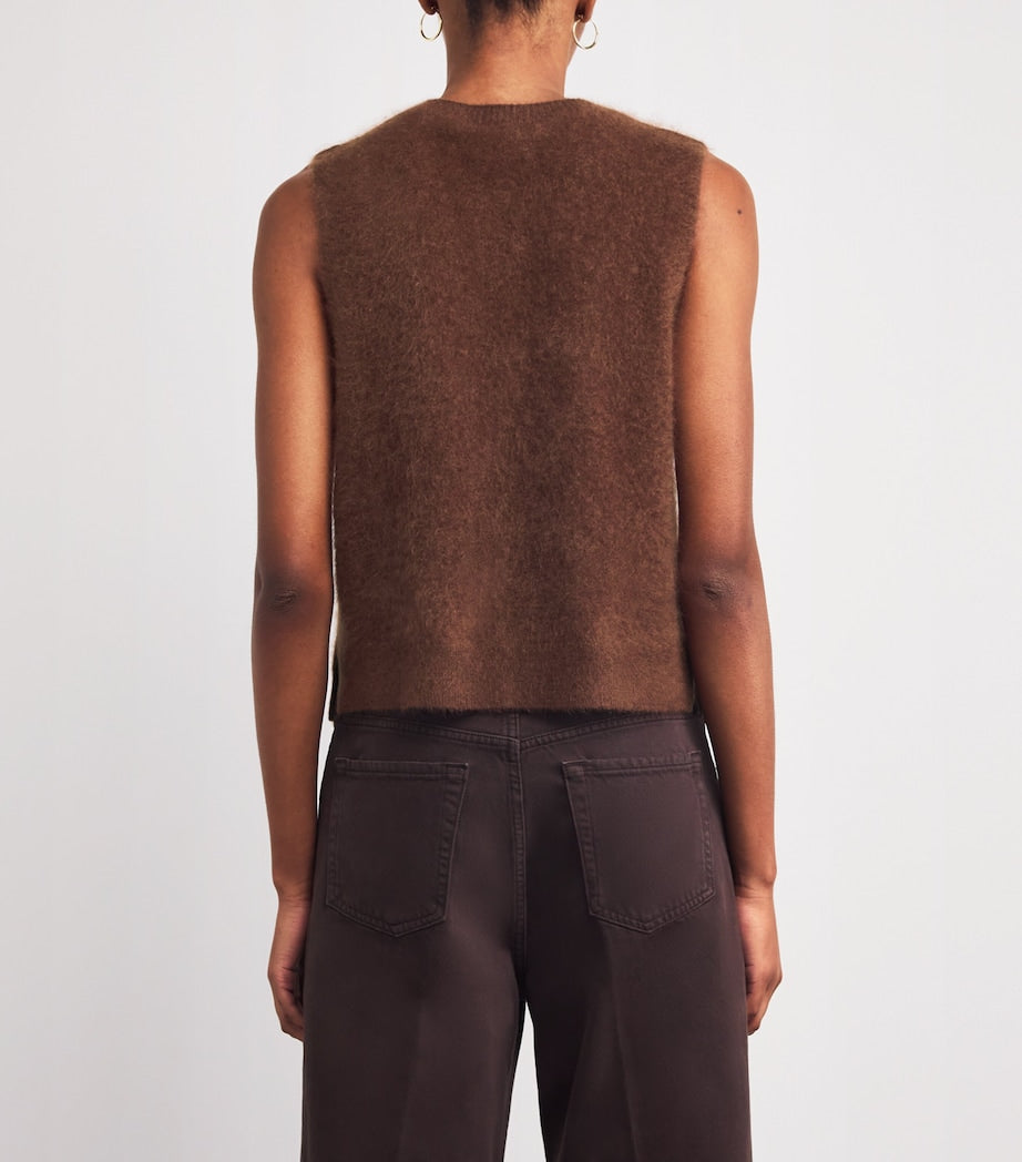 ME+EM Brown Cashmere Brushed Sweater Vest