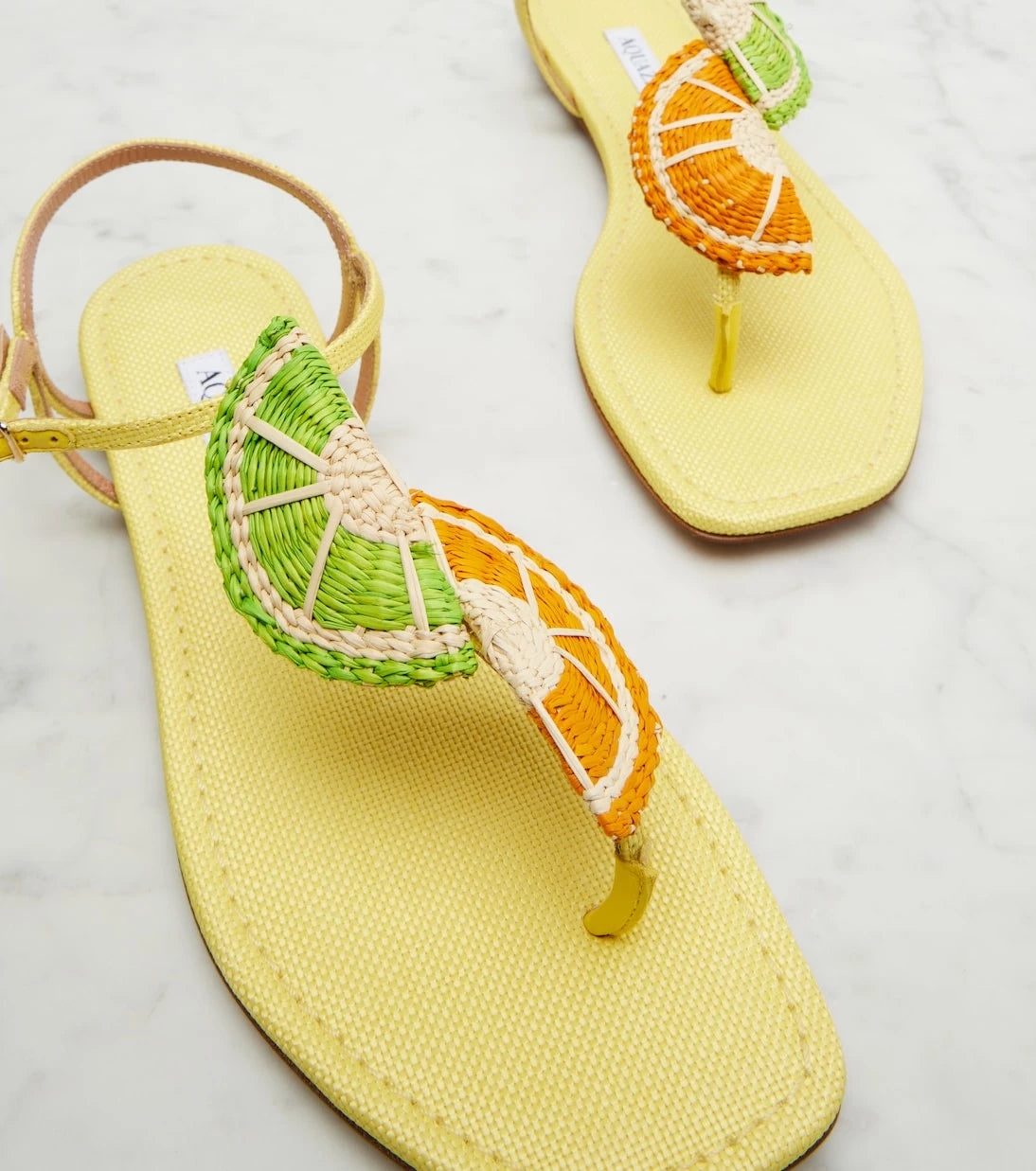 Aquazzura - Citrus Sugar rafya arkası açık sandaletler