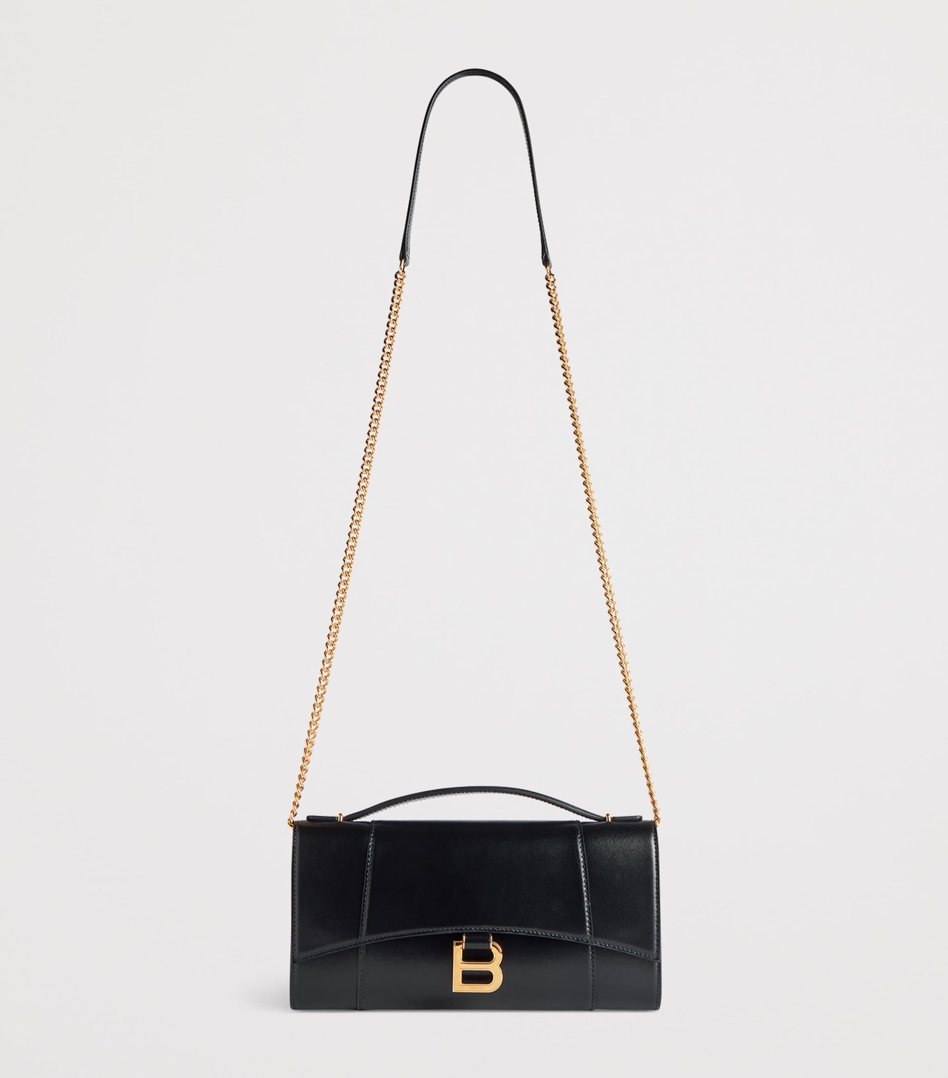 Balenciaga Black Leather Hourglass Pochette Bag