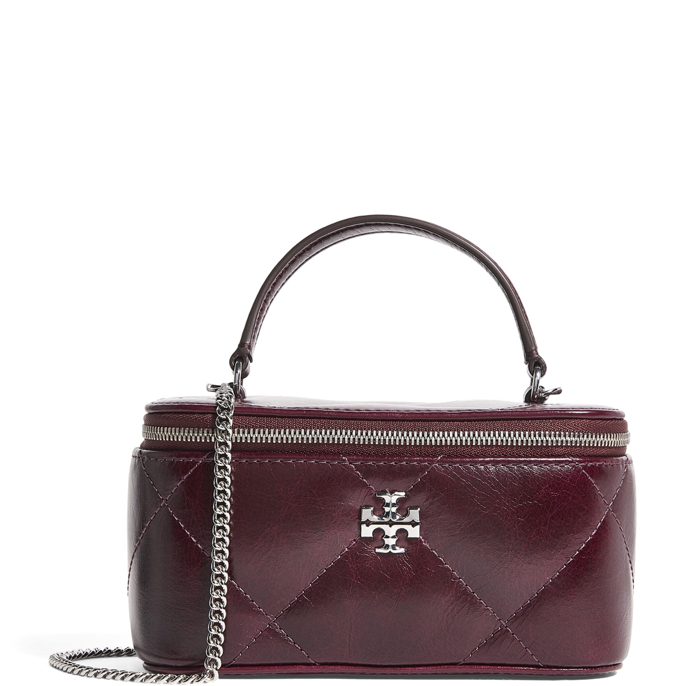 Tory Burch Red Leather Quilted Kira Vanity Case Bag