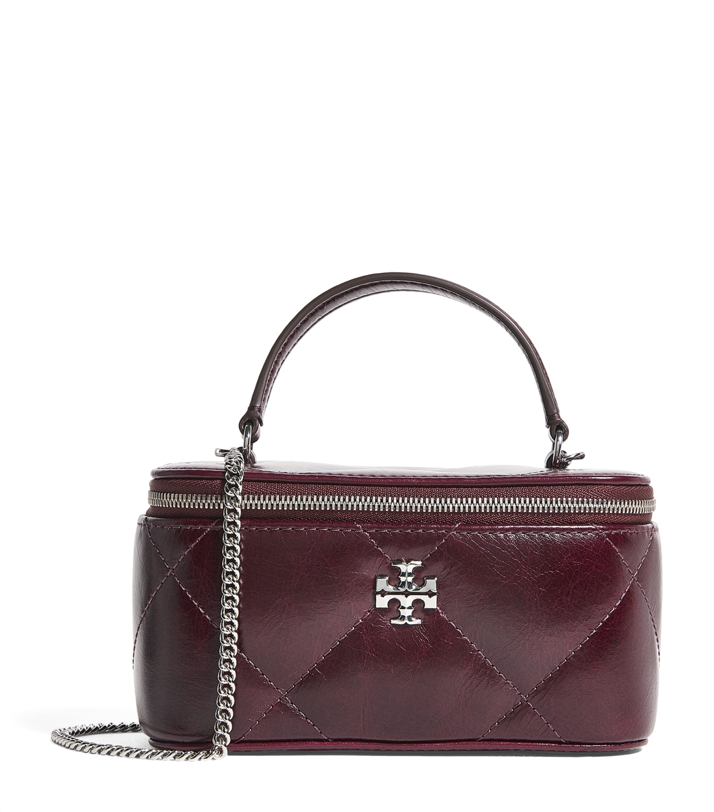 Tory Burch Red Leather Quilted Kira Vanity Case Bag