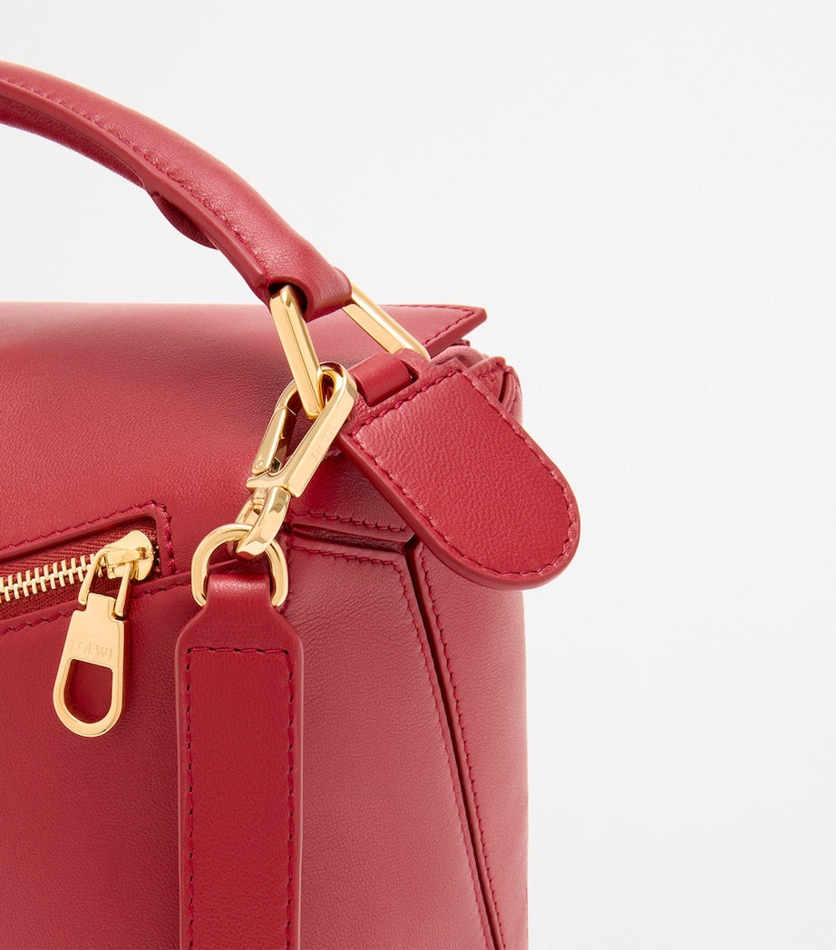 Red Small Leather Featherlight Puzzle Top-Handle Bag