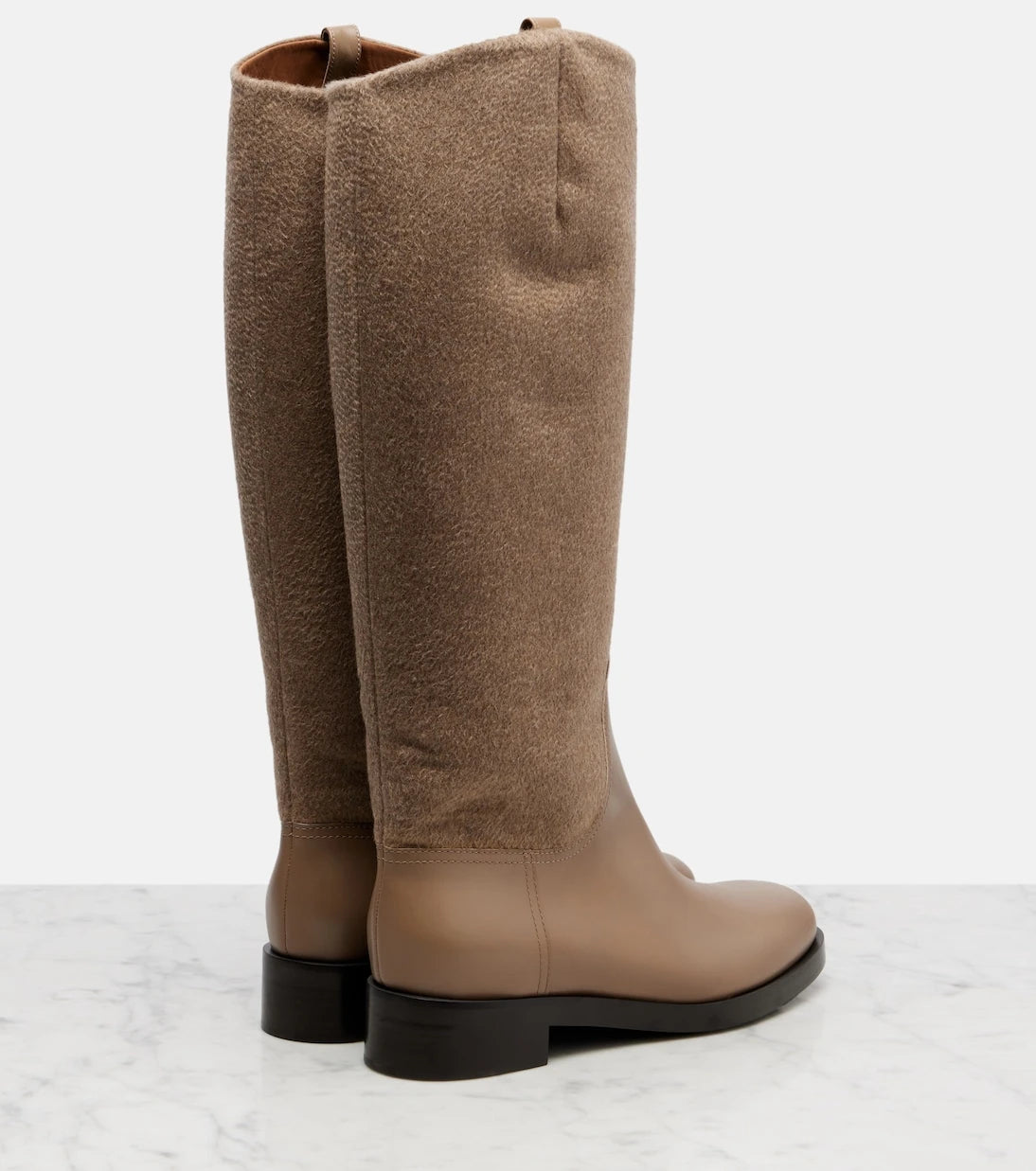 Max Mara - Cashmere and leather knee-high boots