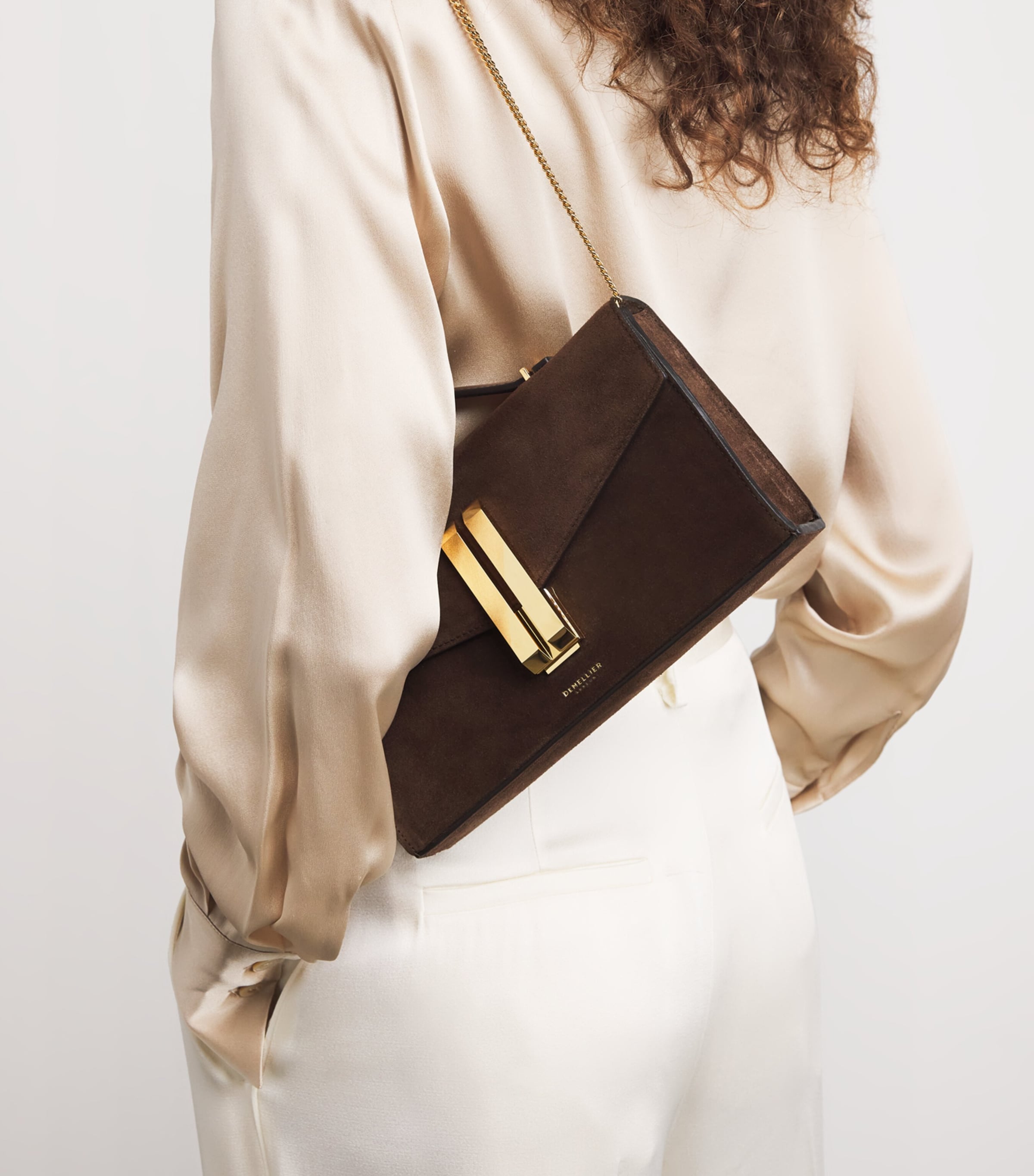 Demellier Brown Suede Vancouver Clutch Bag