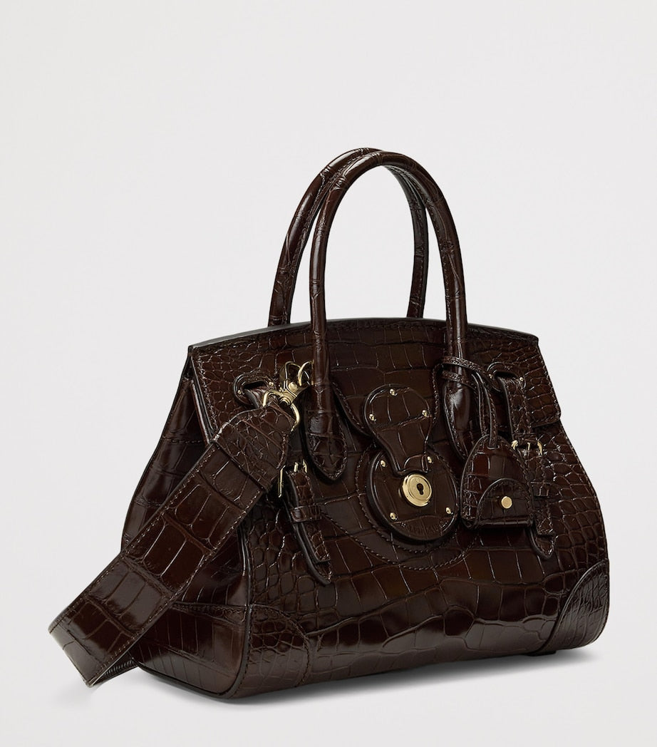 Brown Alligator Leather Ricky 27 Top-Handle Bag
