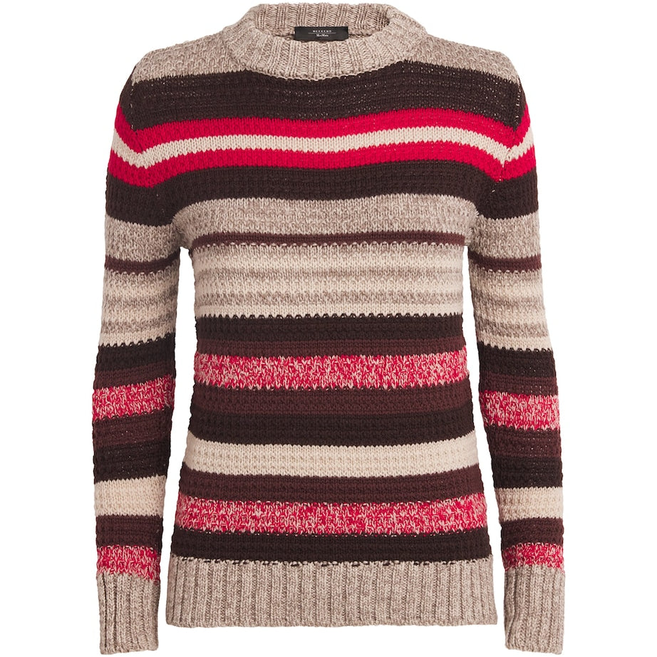 Red Virgin Wool Striped Sweater
