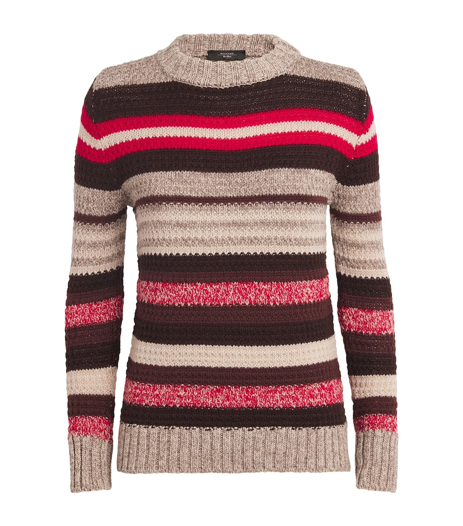 Red Virgin Wool Striped Sweater