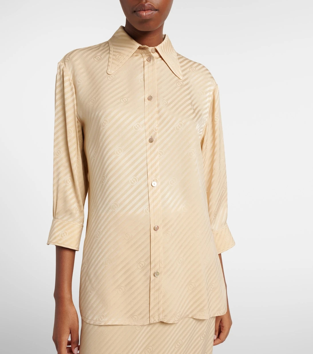 Gucci - Interlocking G striped silk shirt