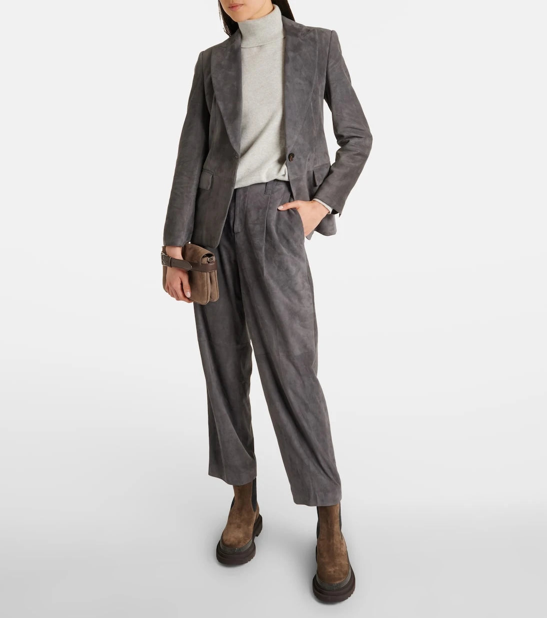 Brunello Cucinelli - Suede straight pants