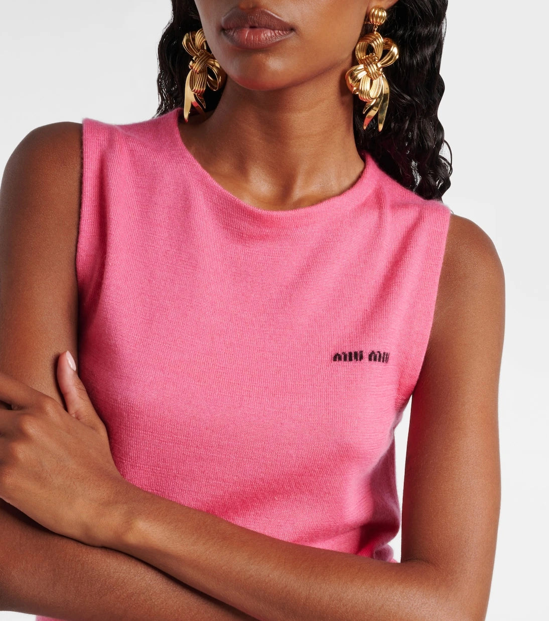 Miu Miu - Logo cashmere and silk top