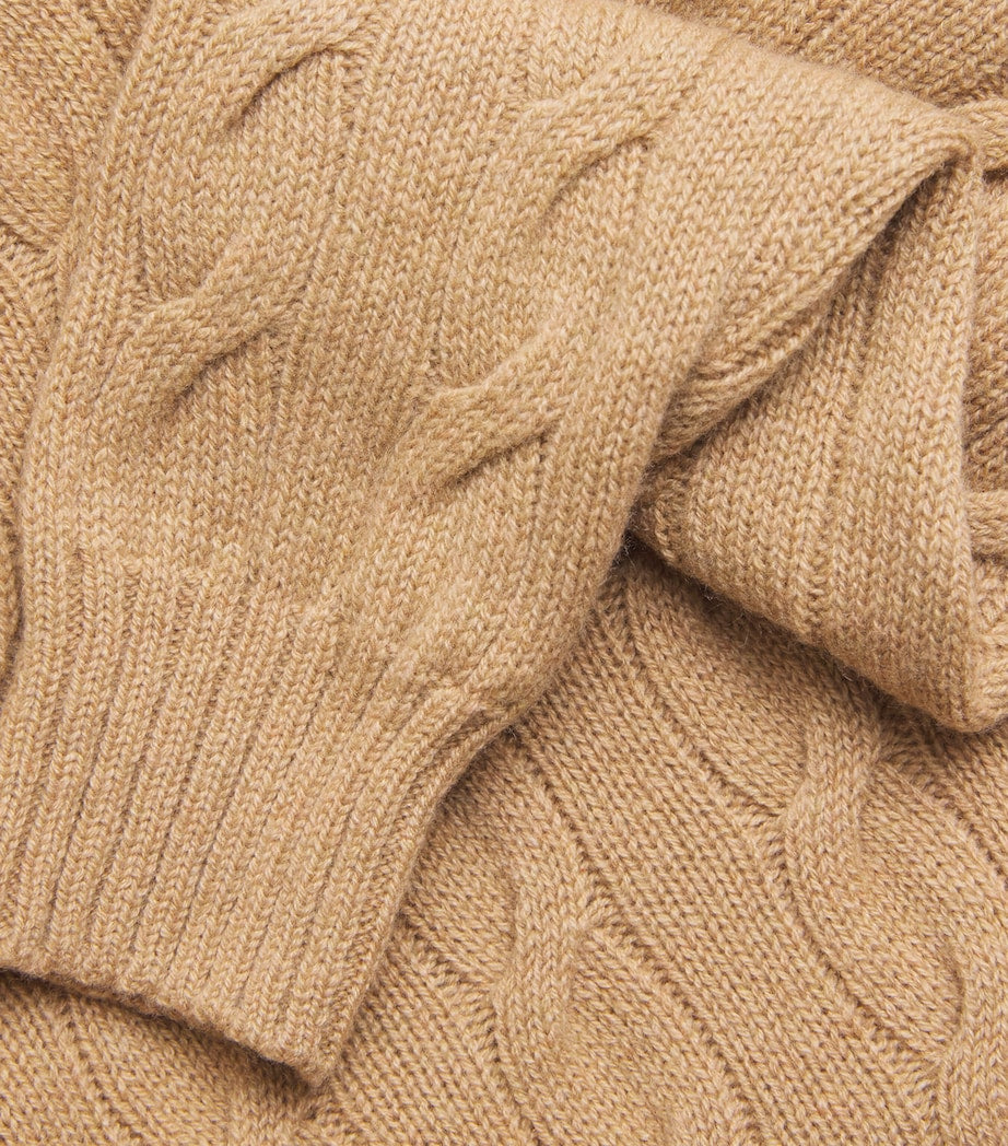 Ralph Lauren Purple Label Beige Cashmere Cable-Knit Sweater