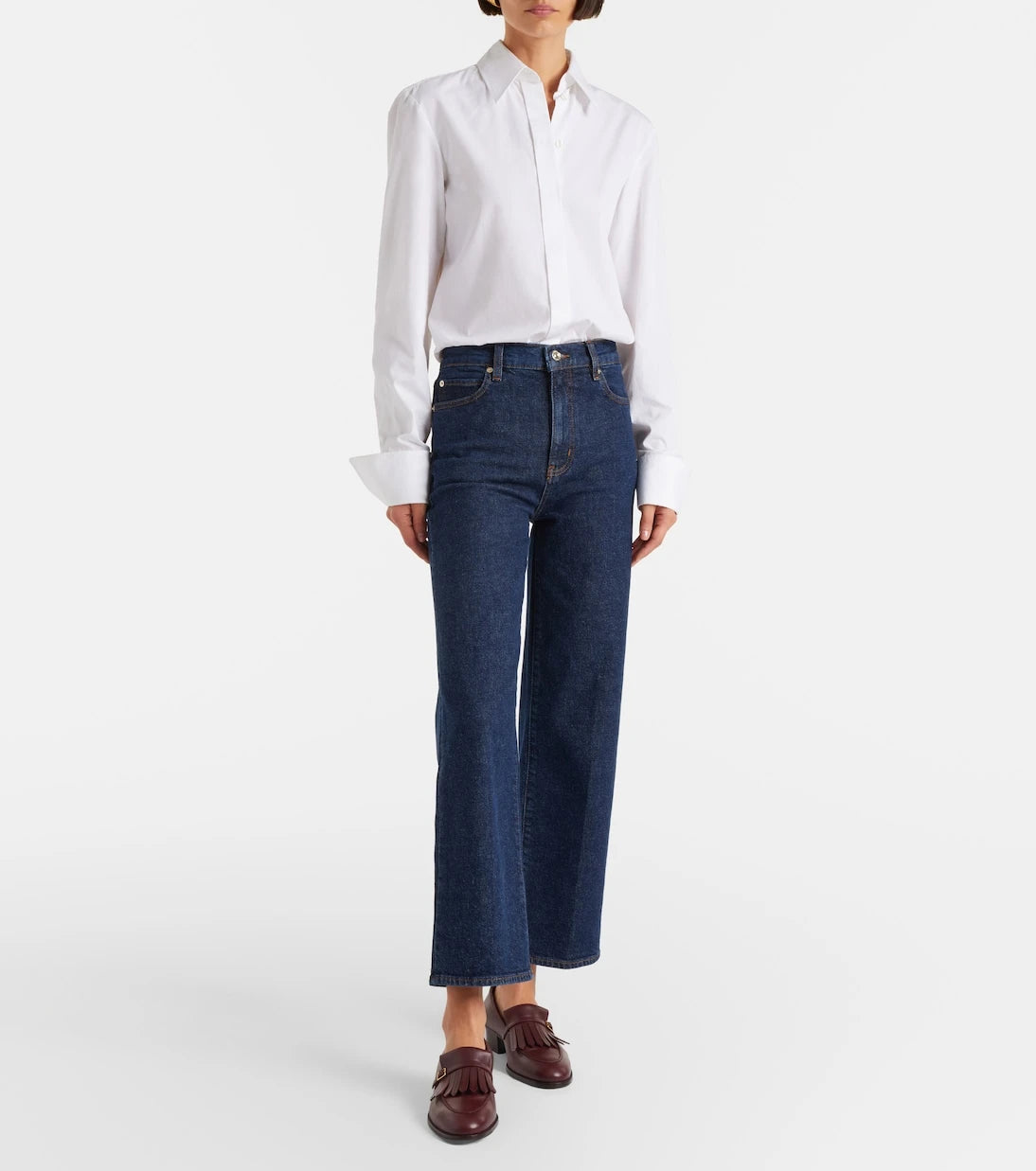 Frame - Cropped high-rise wide-leg jeans