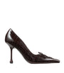 Brown Scarlett 95 Croc-Embossed Leather Pumps