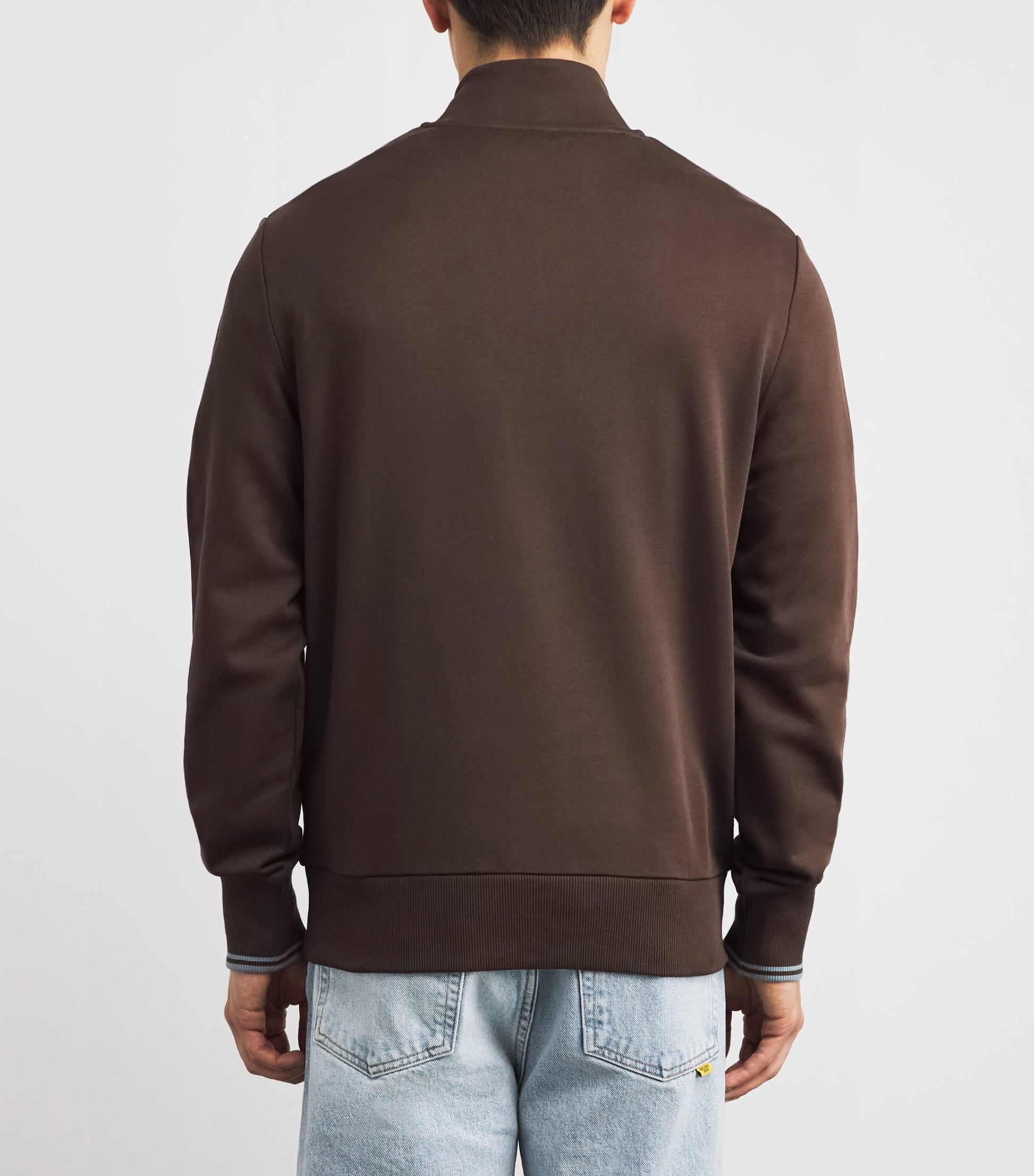 Fred Perry Brown Cotton Quarter-Zip Sweatshirt