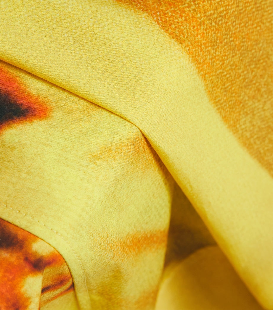 Tory Burch Yellow Stretch-Cotton Bee Midi Dress