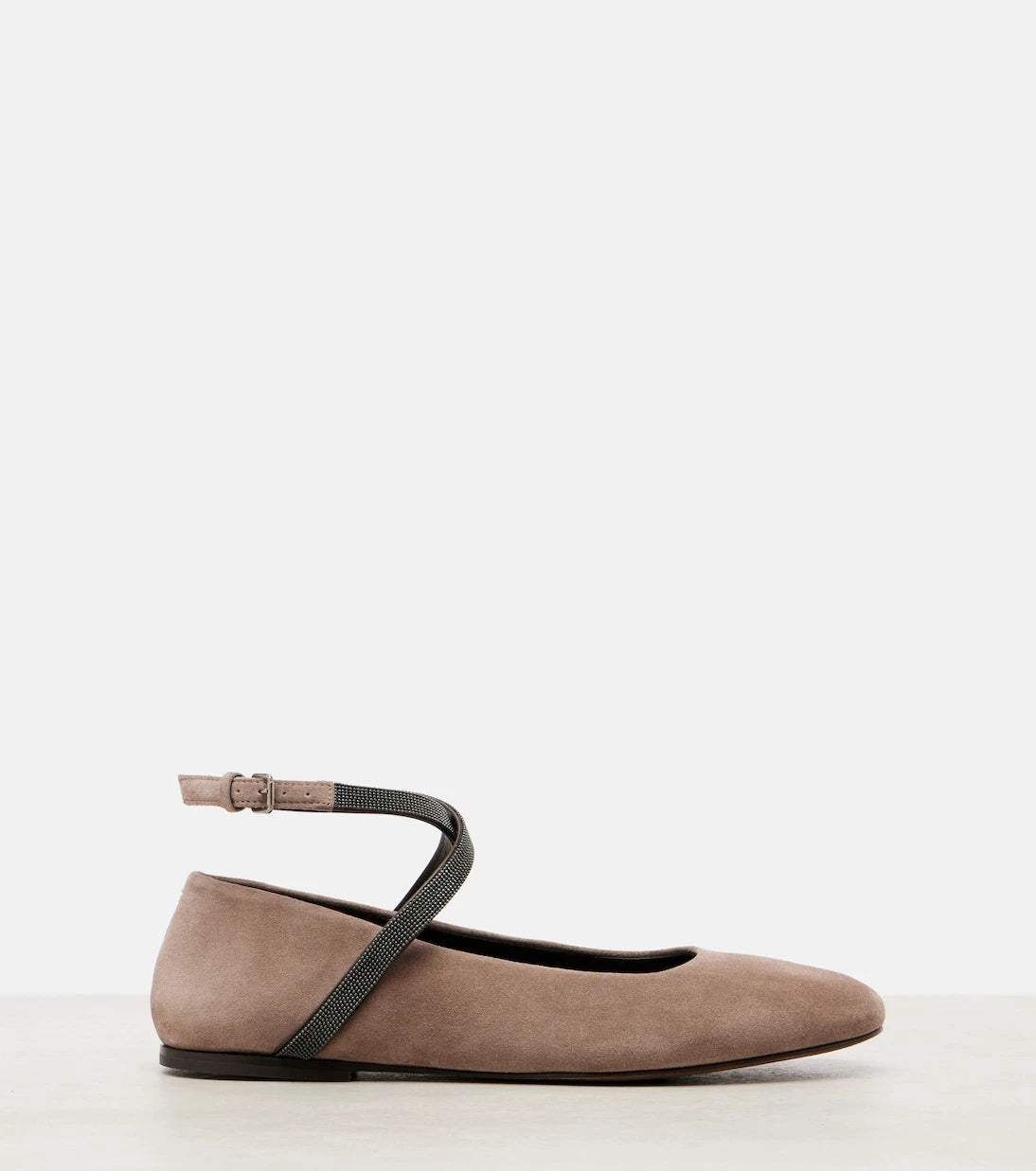 Brunello Cucinelli - Monili suede ballerina flats