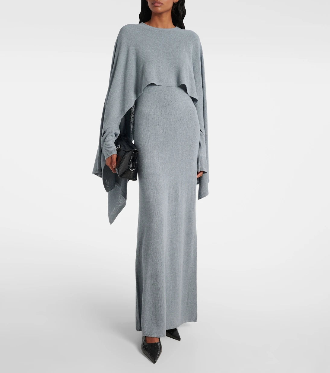 Toteme - Cape-detail silk bouclé maxi dress