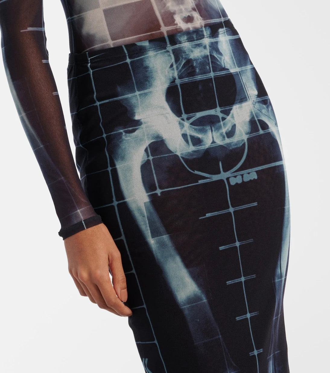 Jean Paul Gaultier - Squeletor semi-sheer mesh maxi skirt