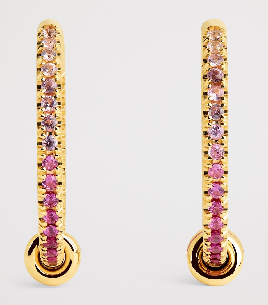 Mixed Gold and Sapphire Argo Demi Hoop Earrings