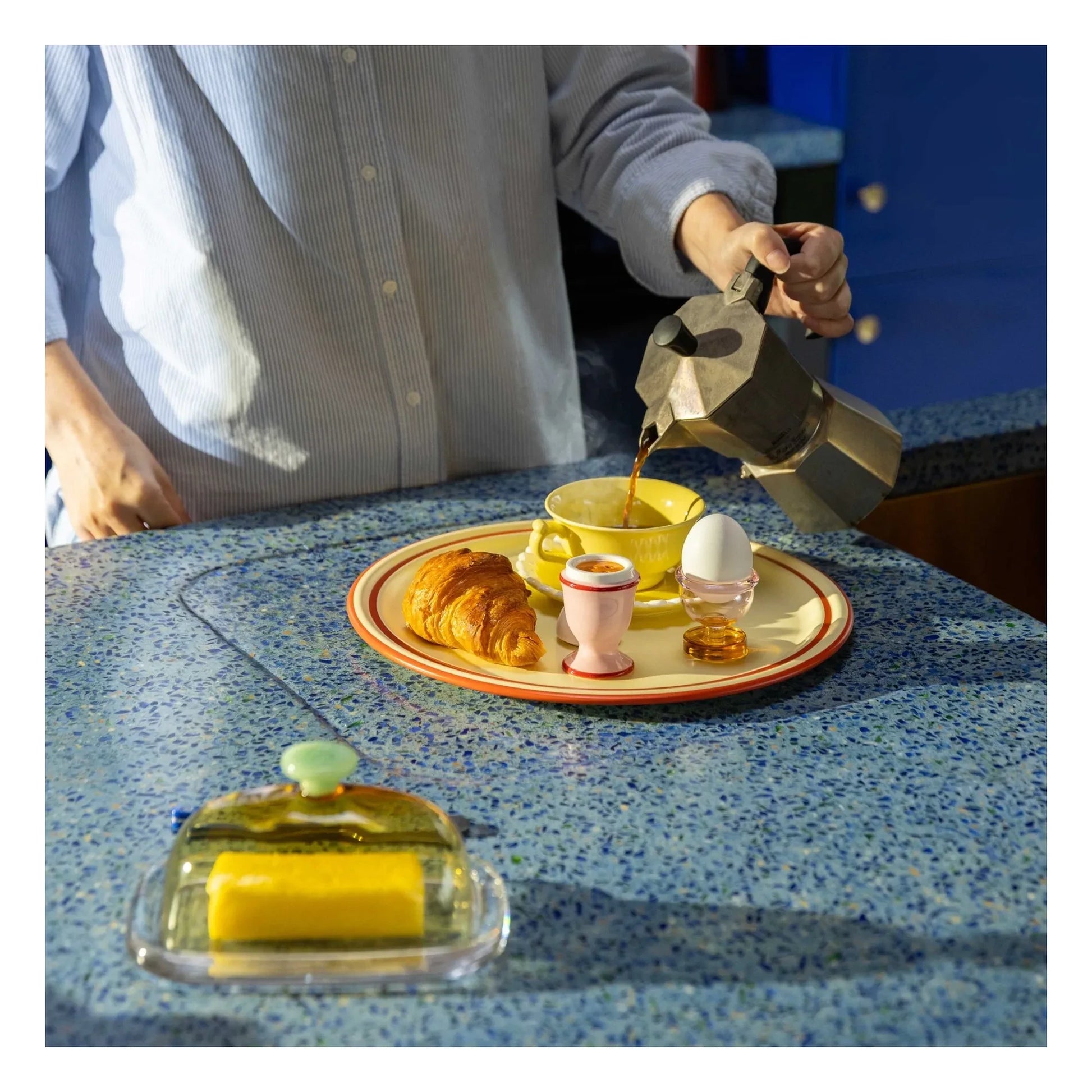 &Klevering - Glass butter dish Canteen | Yellow