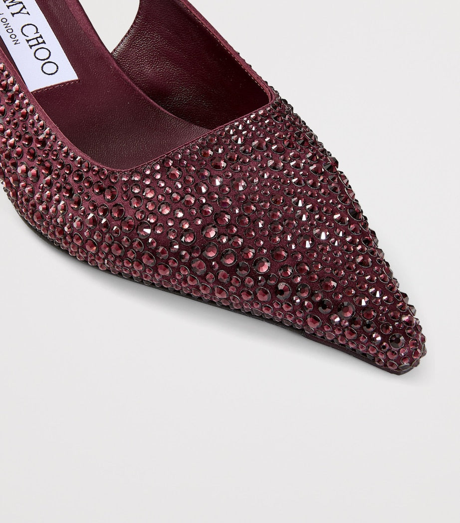 Jimmy Choo Amel 50 Satin Embellished Slingback Pumps