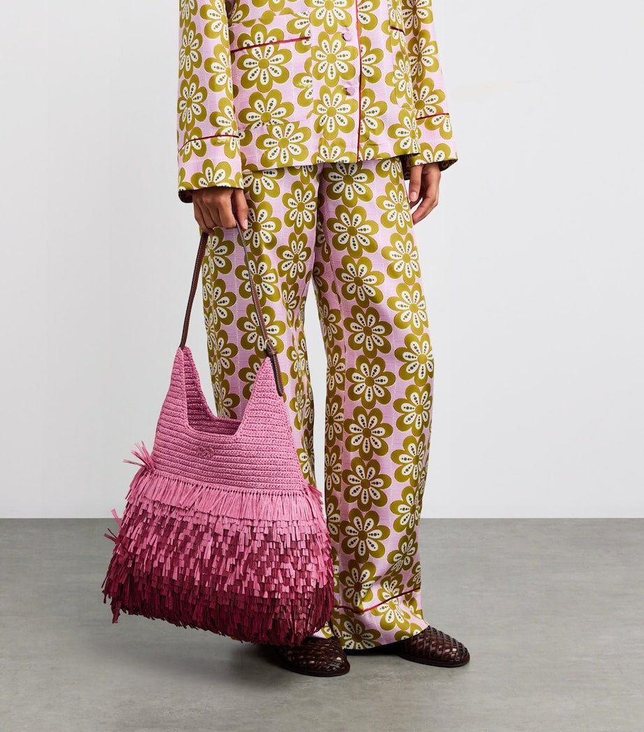 Pink Straw Shag Tote Bag