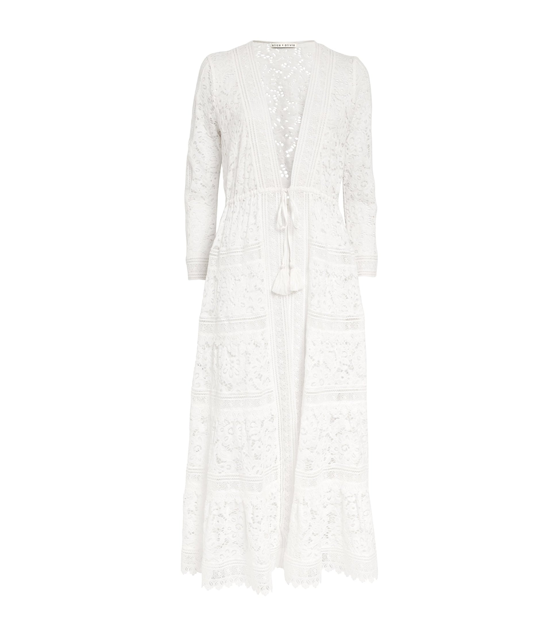 Alice+Olivia White Drawstring Talia Robe