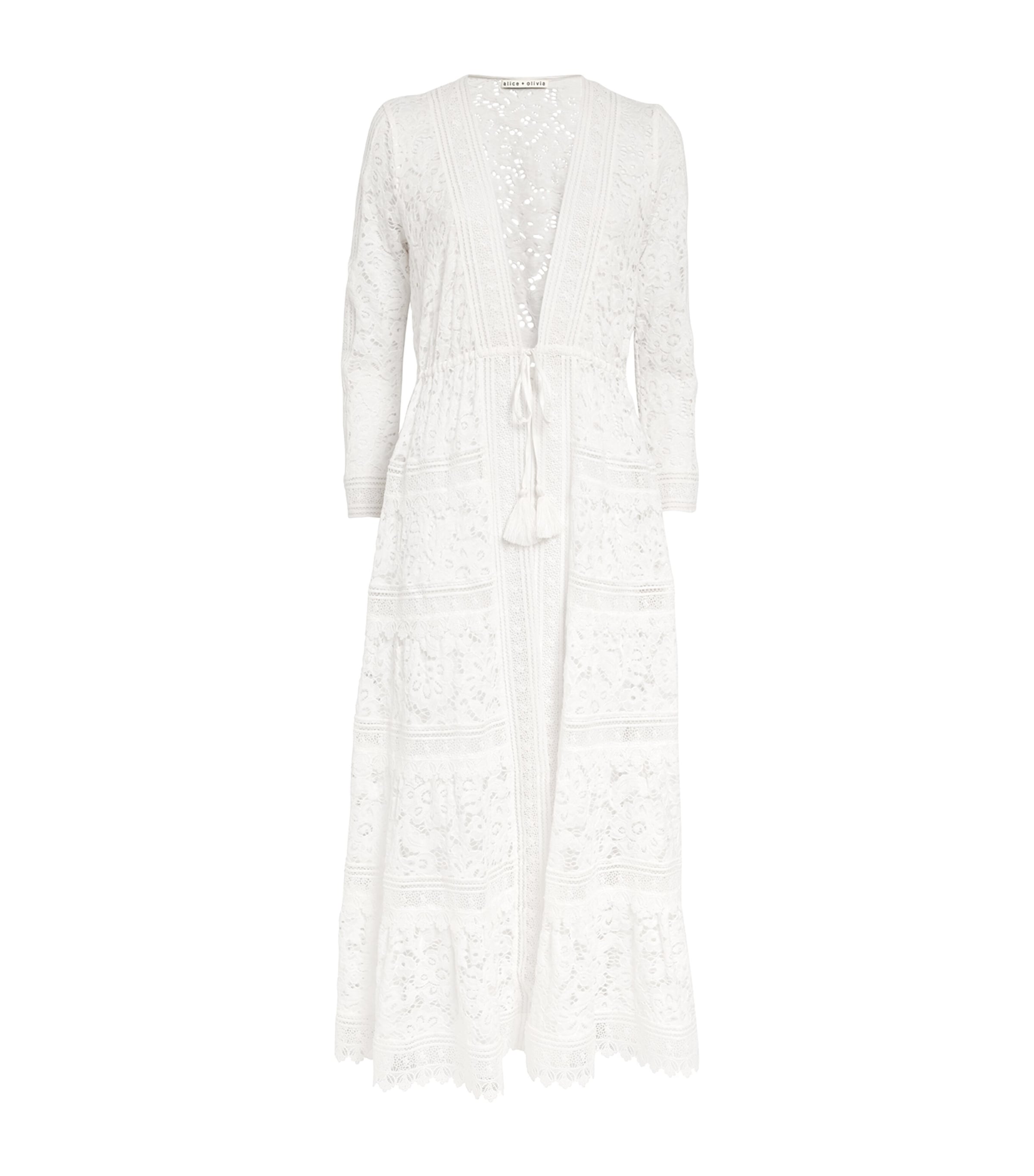 Alice+Olivia White Drawstring Talia Robe