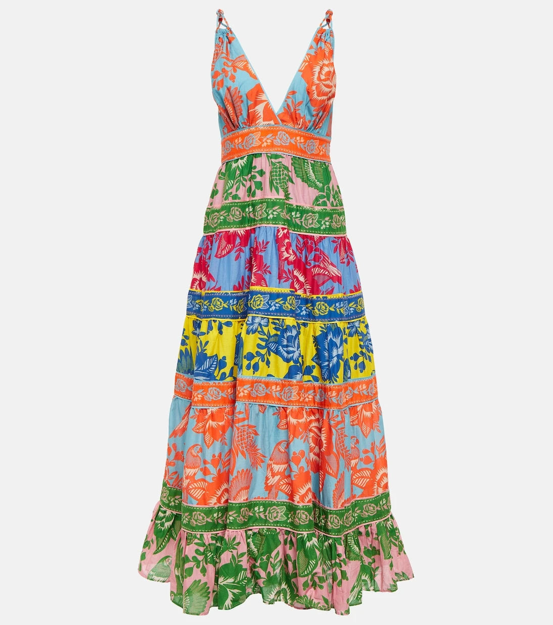 Farm Rio - Printed tiered cotton midi dress