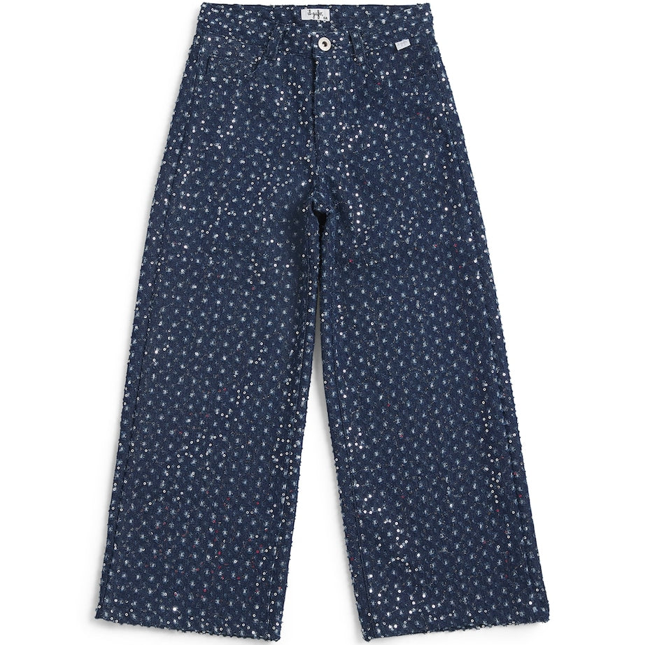 Sparkle Sequin Wide-Leg Jeans (2-14 Years)