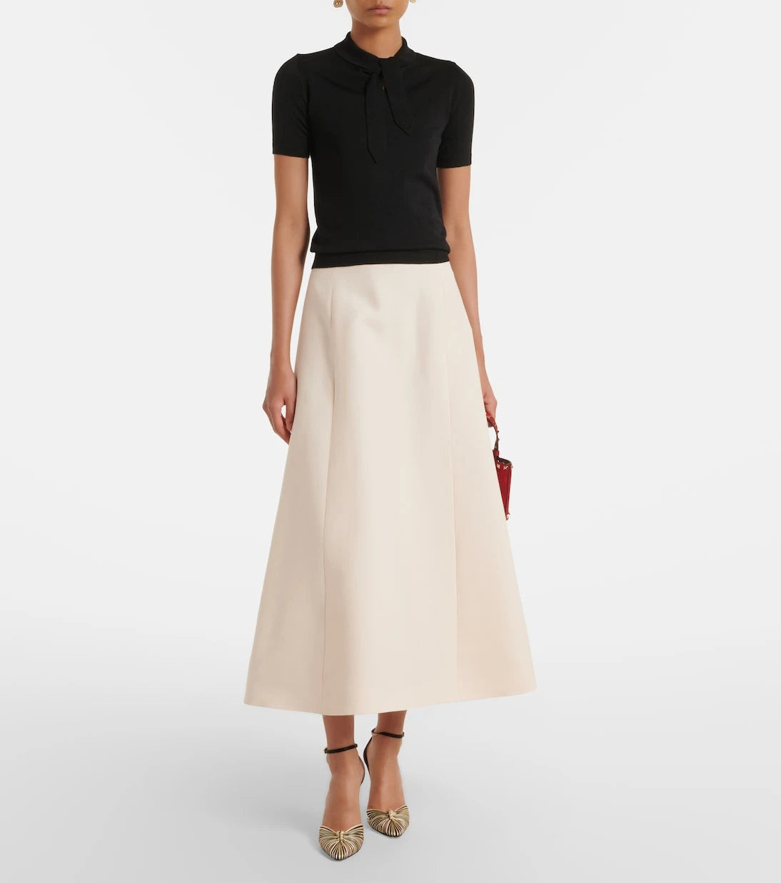 Valentino - VLogo tie-neck wool-blend top