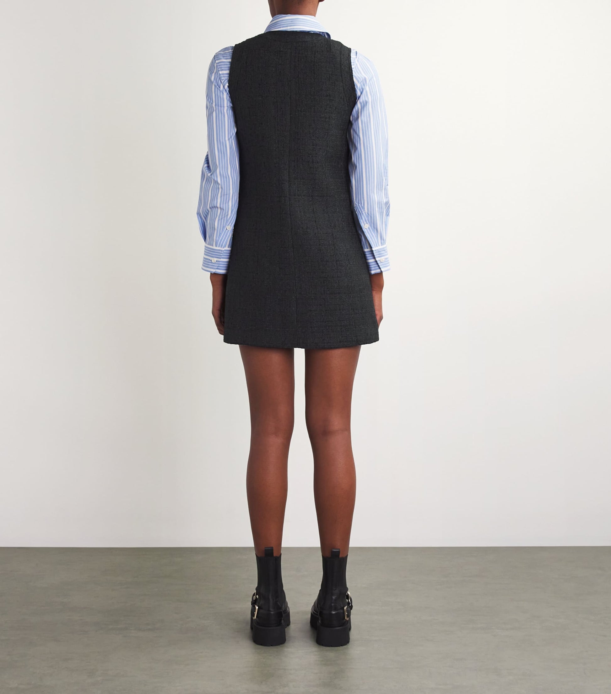 Tweed Mini Shift Dress BLACK