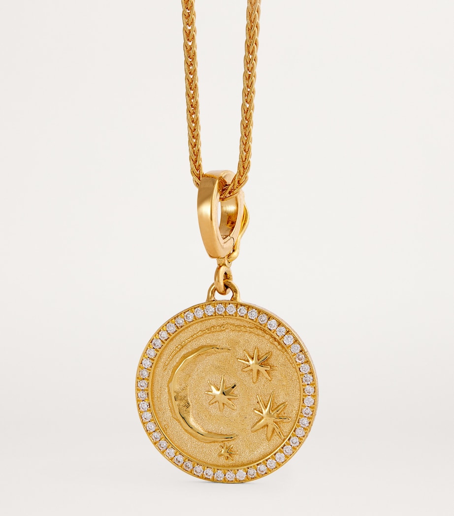 Small Yellow Gold and Diamond Cosmic Coin Charm