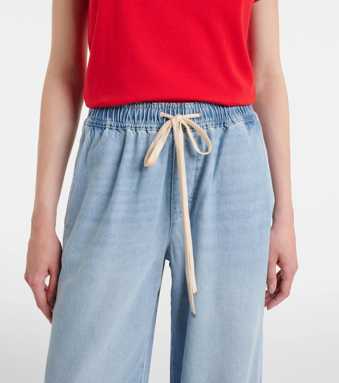7 For All Mankind - بنطلون جينز واسع الساق بخصر عالٍ سهل الارتداء