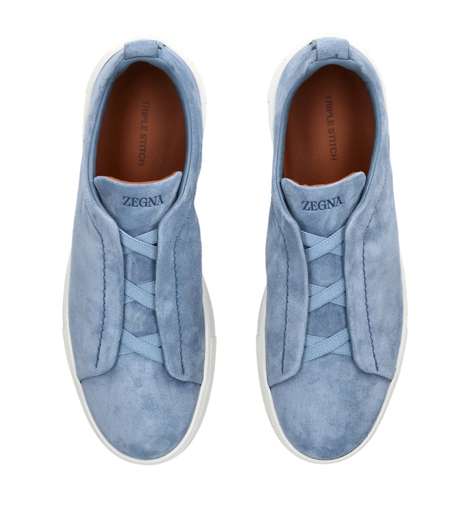 Zegna Suede Triple Stitch Sneakers