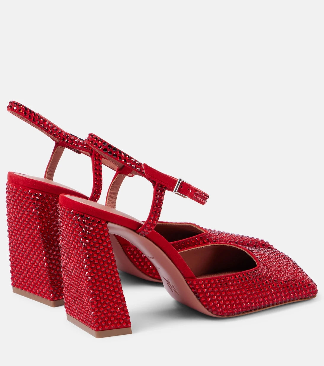 Amina Muaddi - Charlotte Crystal 95 suede pumps
