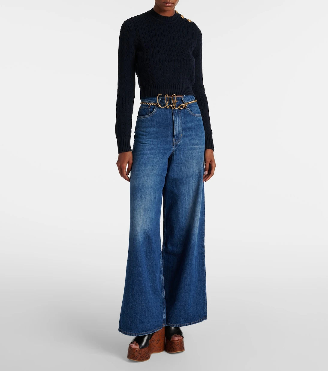 Chloé - Cropped cable-knit cotton sweater
