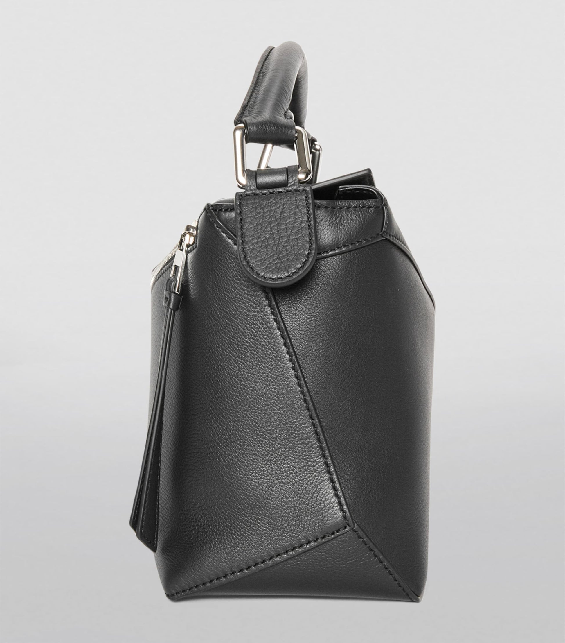 LOEWE Black Small Leather Puzzle Edge Top-Handle Bag