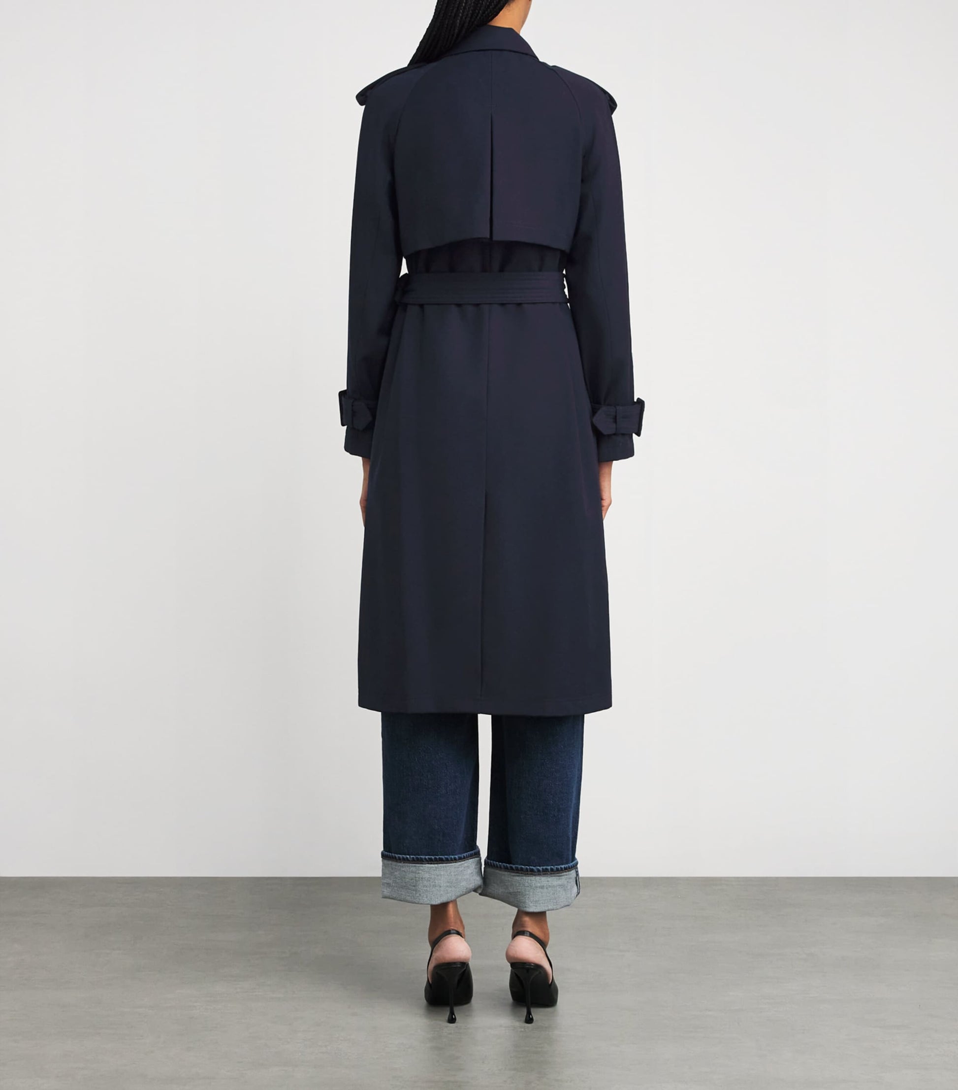 Veronica Beard Navy Stretch-Wool Conneley Dickey Trench Coat