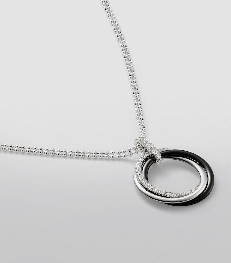 White Gold, Black Ceramic and Diamond Trinity Necklace