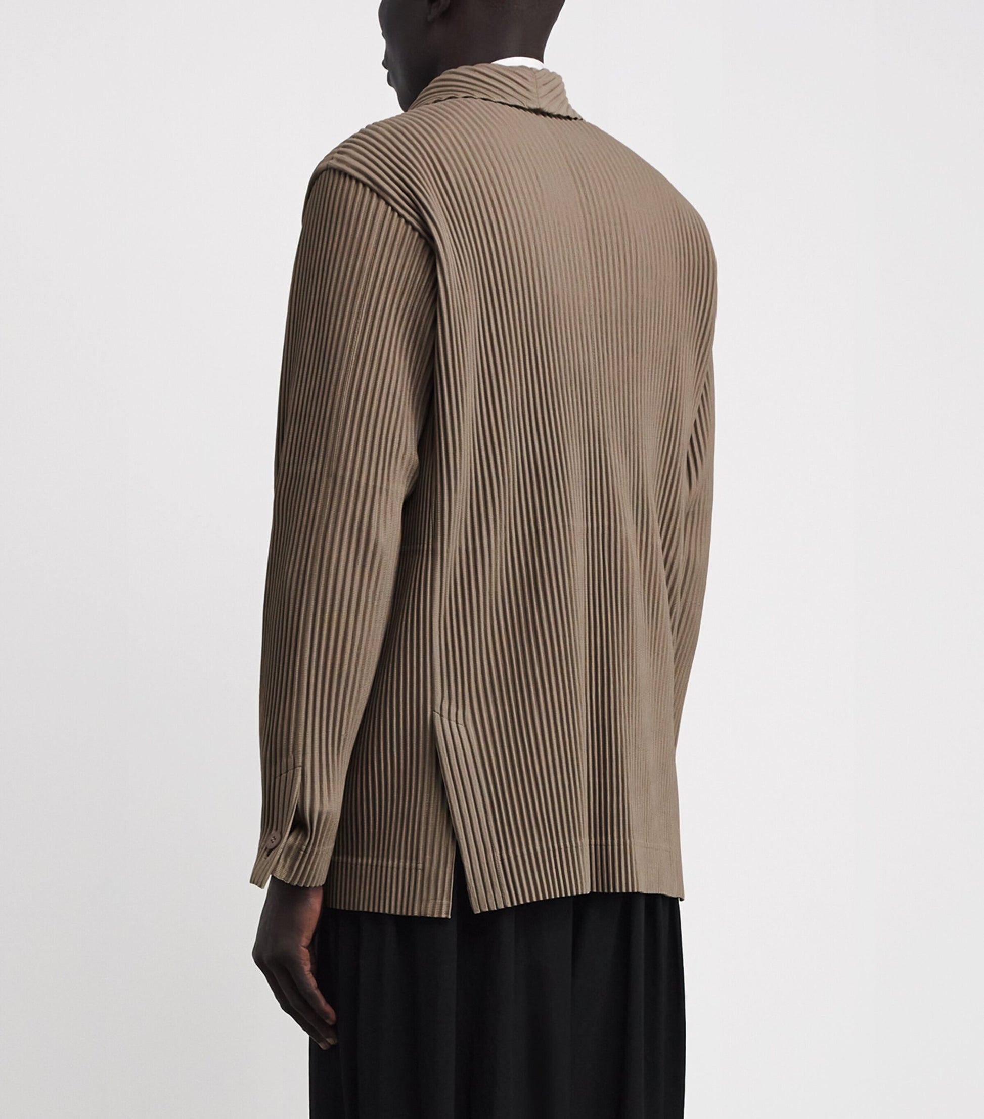Homme Plissé Issey Miyake Beige Pleated Double-Breasted Jacket