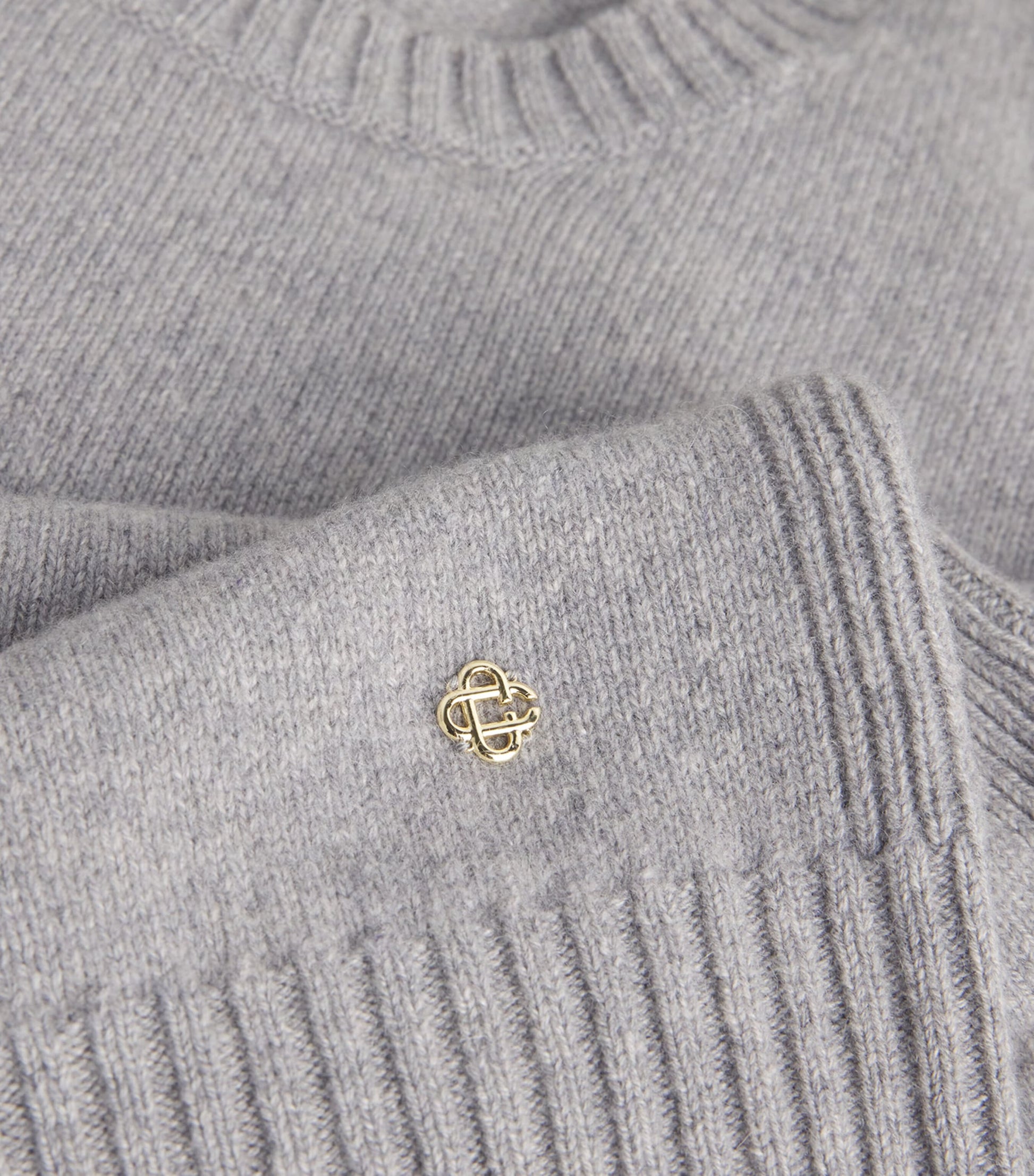 Grey Cashmere Crew-Neck Sweater