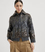 Brunello Cucinelli Grey Mohair-Blend Sequin-Embellished Cardigan