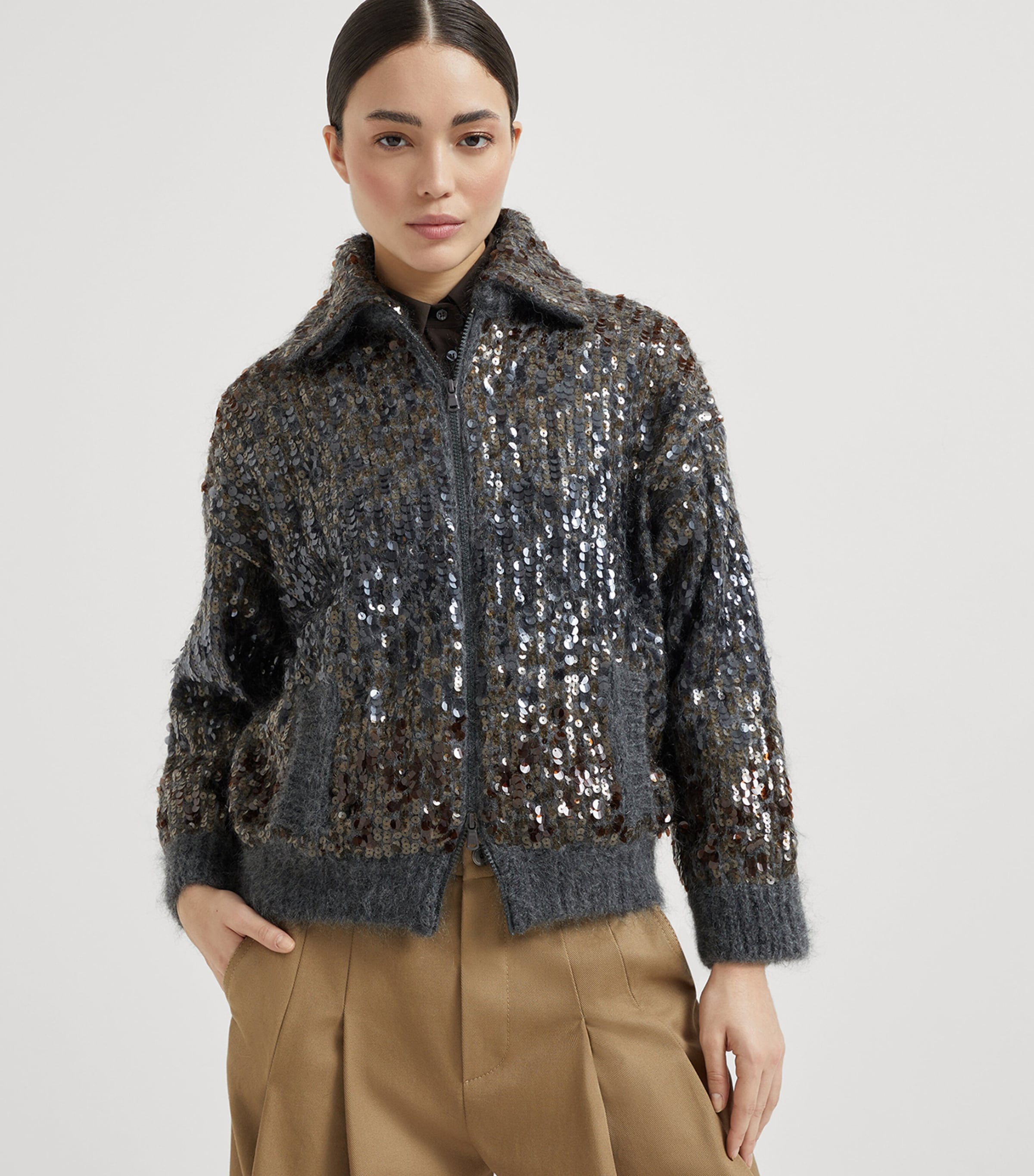 Mohair-Blend Sequin-Embellished Cardigan C9144