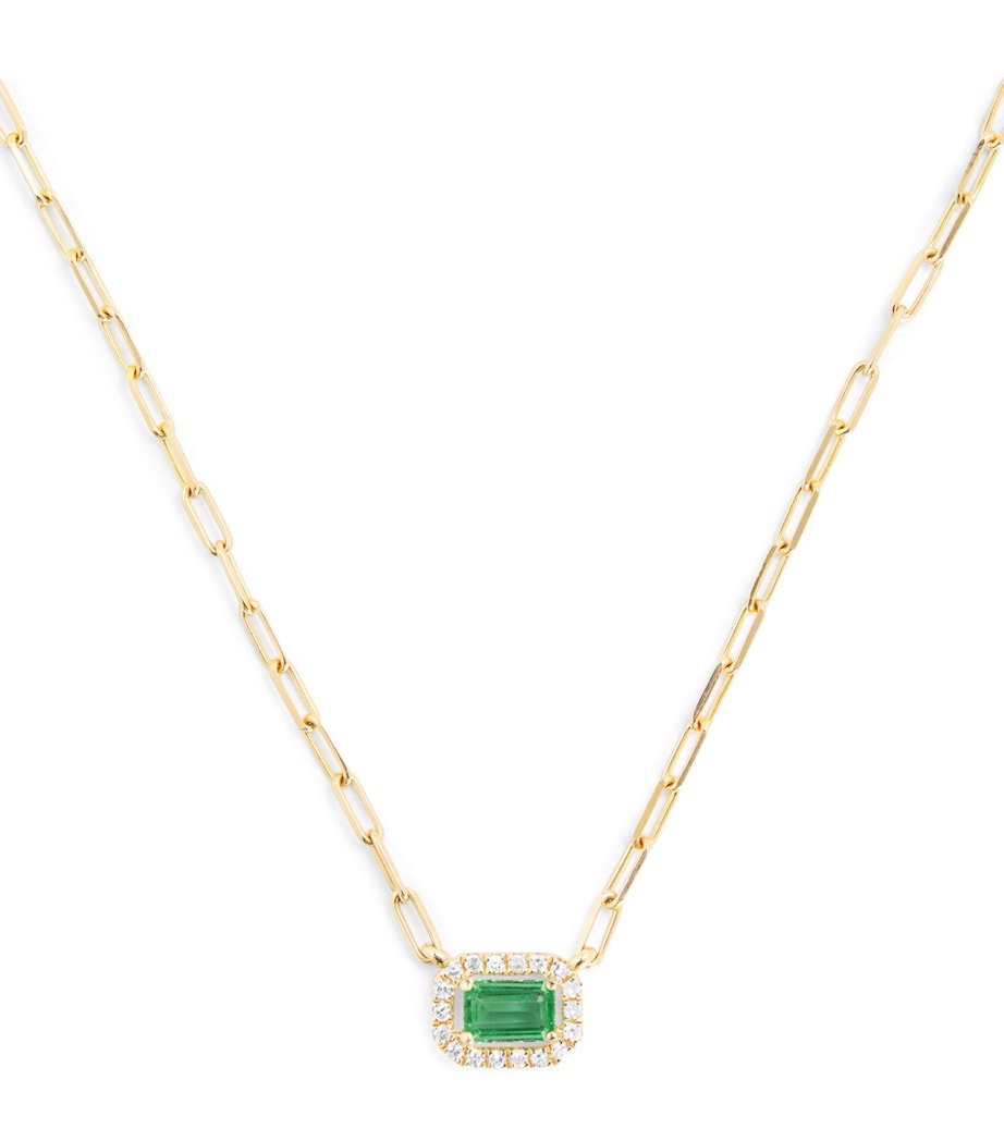 Yellow Gold, Diamond and Emerald Mini Me Chain Necklace